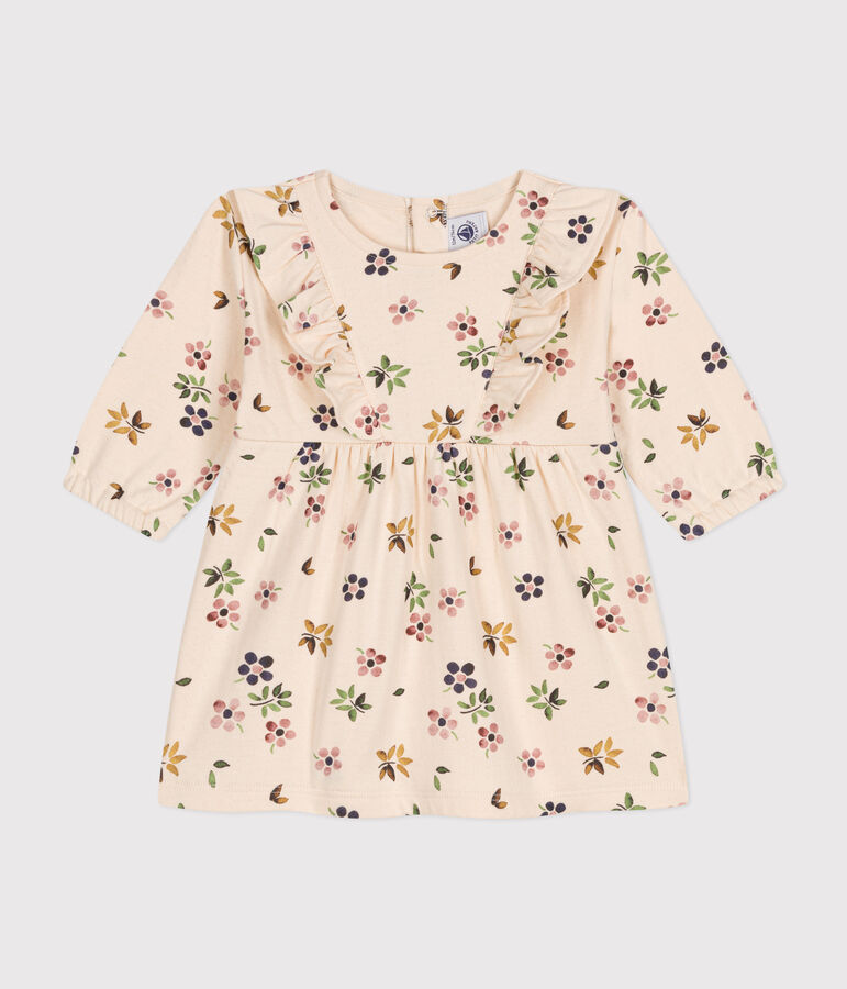 Babies' long-sleeved tube knit dress AVALANCHE white/MULTICO