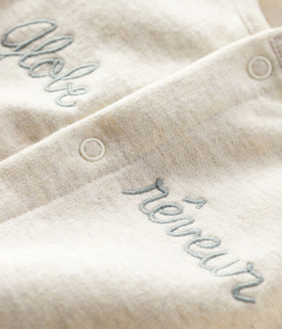 Babies' Organic Cotton Fleece Jumpsuit MONTELIMAR CHINE beige