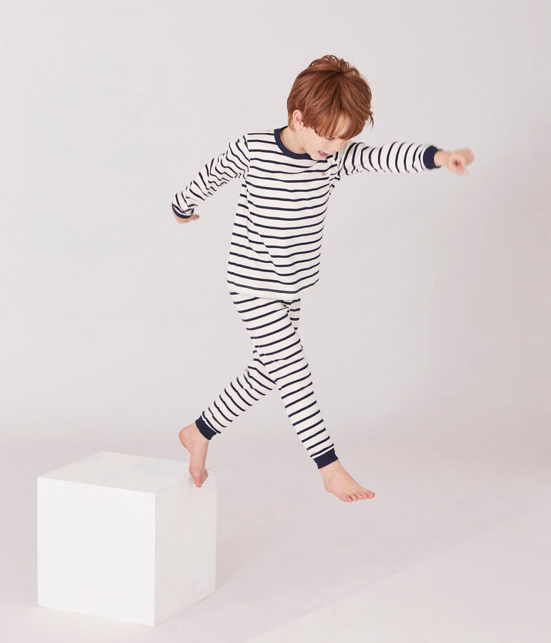 Boys' striped pyjamas white/blue