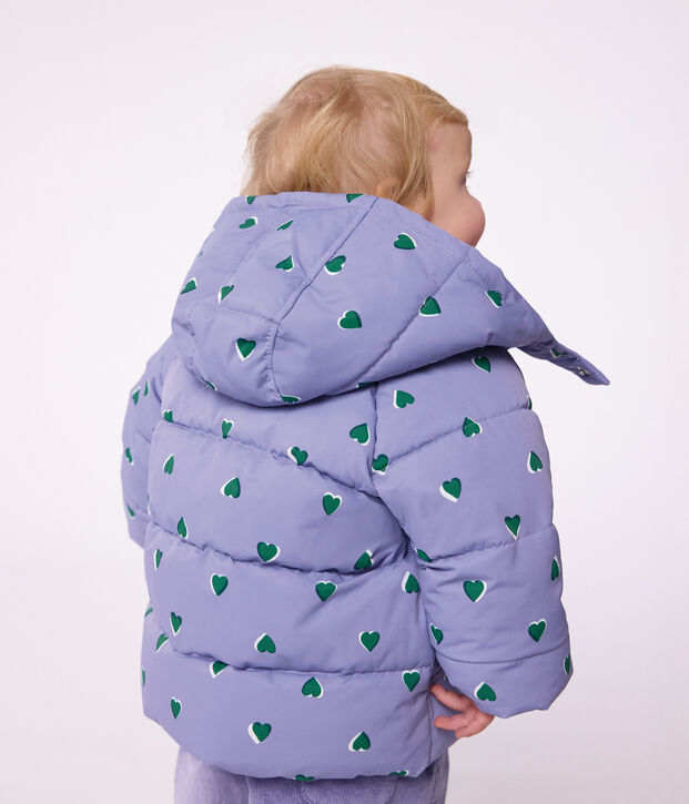 Babies' puffer jacket in animal print polyester purple/multicolor