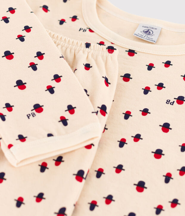 Children's Unisex Tube Knit Pyjamas Ecru/red/multicolor