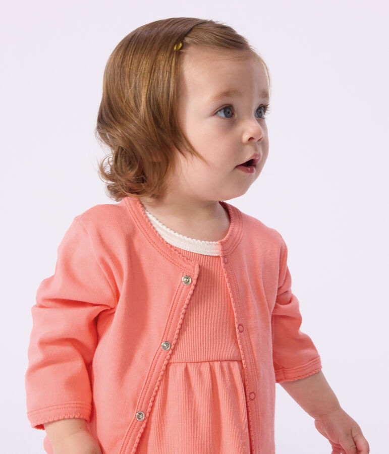 Babies' plain cotton cardigan pink