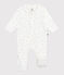 Babies' star printed cotton pyjama suit with a collar MARSHMALLOW white/ALASKA blue