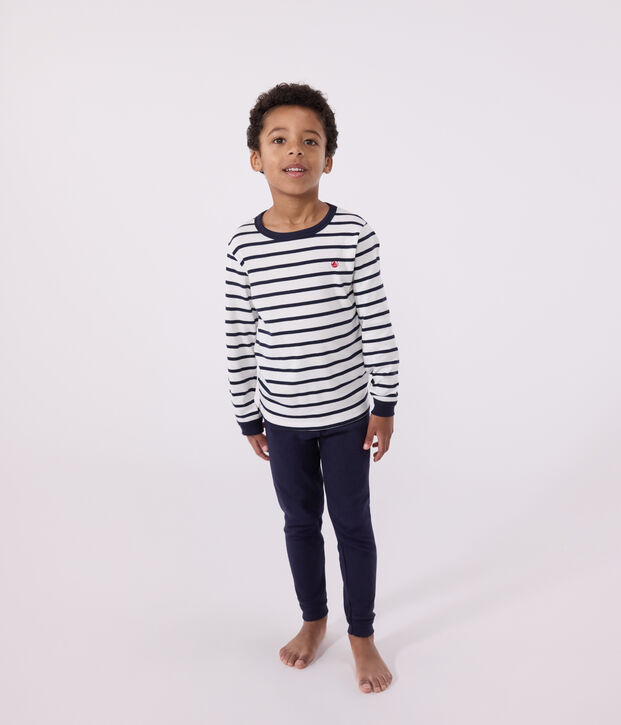 Boys' Cotton Pyjamas with Sailor Stripes white/blue