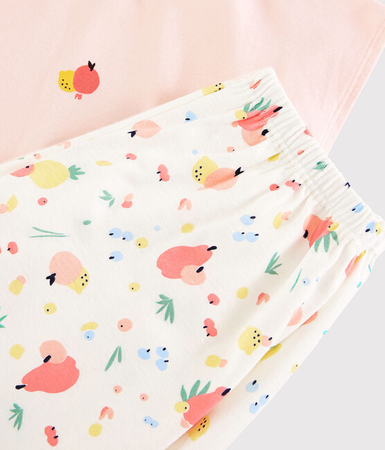 Summer Fruit Pattern Organic Cotton Short Pyjamas FLEUR pink/MULTICO white