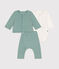 Babies' 3-piece set in velour PAUL green