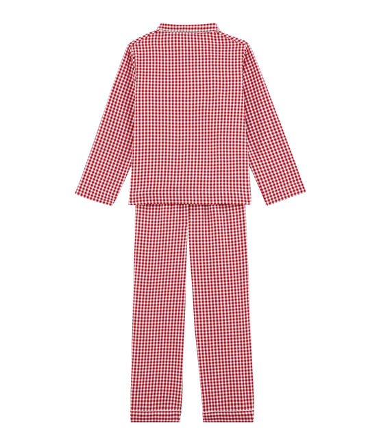 Little boy's checked pyjamas TERKUIT red/MARSHMALLOW white