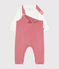 Babies' velour dungaree set ROSEWOOD pink