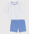 Women's Short Cotton Pyjamas MARSHMALLOW white/PERSE blue
