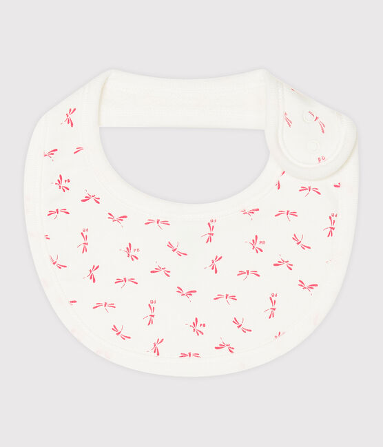 Rib knit baby bibs MARSHMALLOW white/GROSEILLER pink