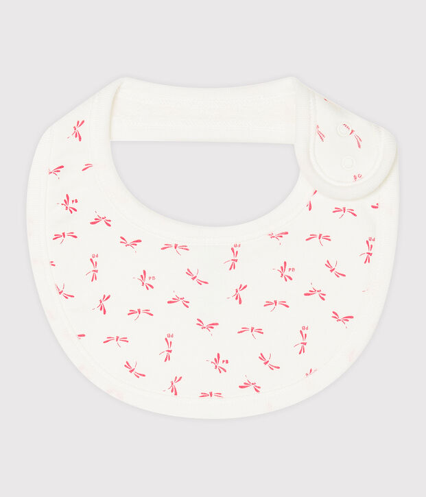 Rib knit baby bibs white/pink
