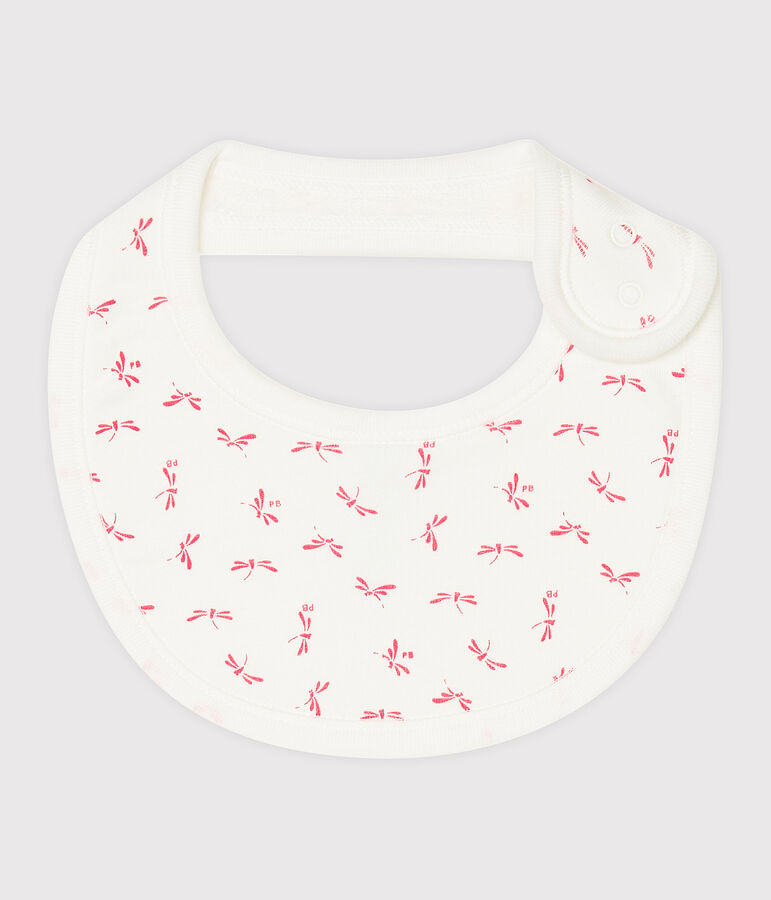 Rib knit baby bibs white/pink