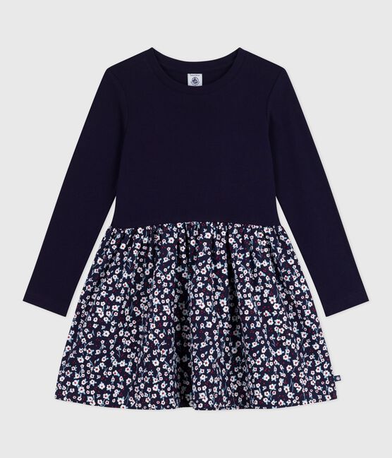 Children's long-sleeved cotton dress SOIR blue/MULTICO