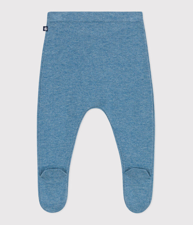 Babies' trousers in a wool and cotton knit blue