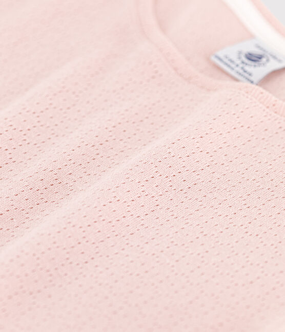 Girls' Plain Openwork Cotton Short Pyjamas SALINE pink