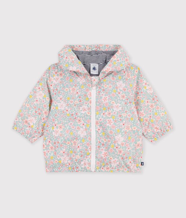 Babies' floral print windbreaker with a pinstripe lining blue/multicolor