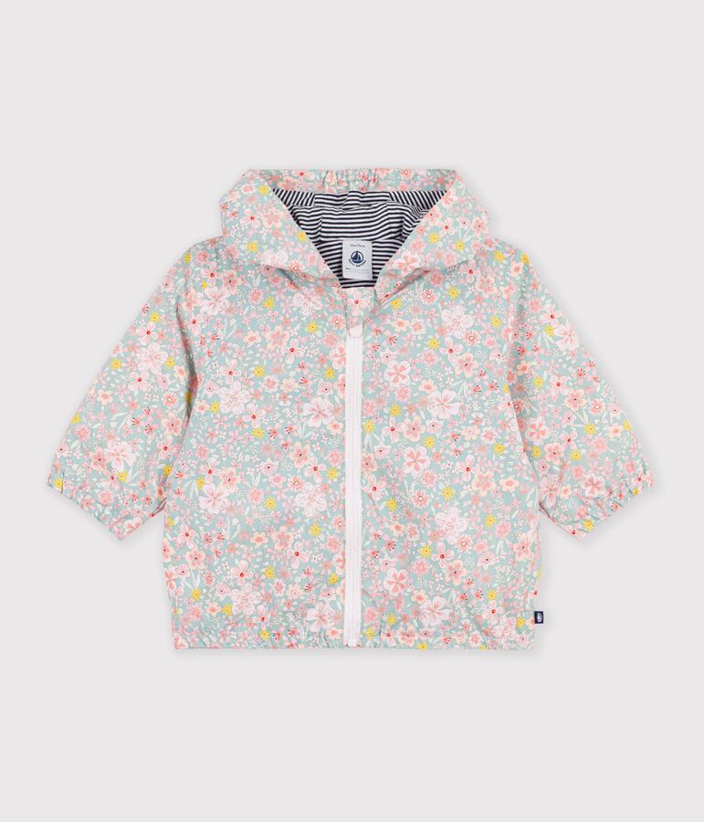 Babies' floral print windbreaker with a pinstripe lining blue/multicolor