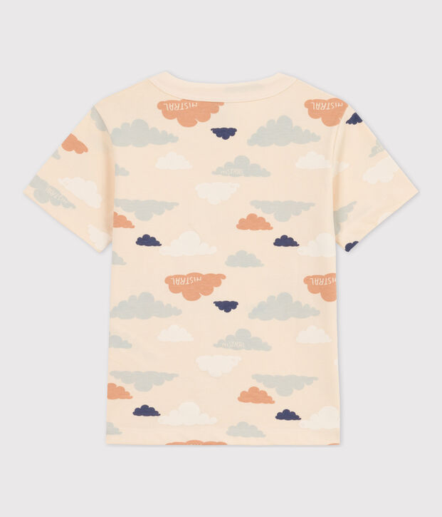 Boys' Short-Sleeved Patterned T-Shirt Ecru/multicolor