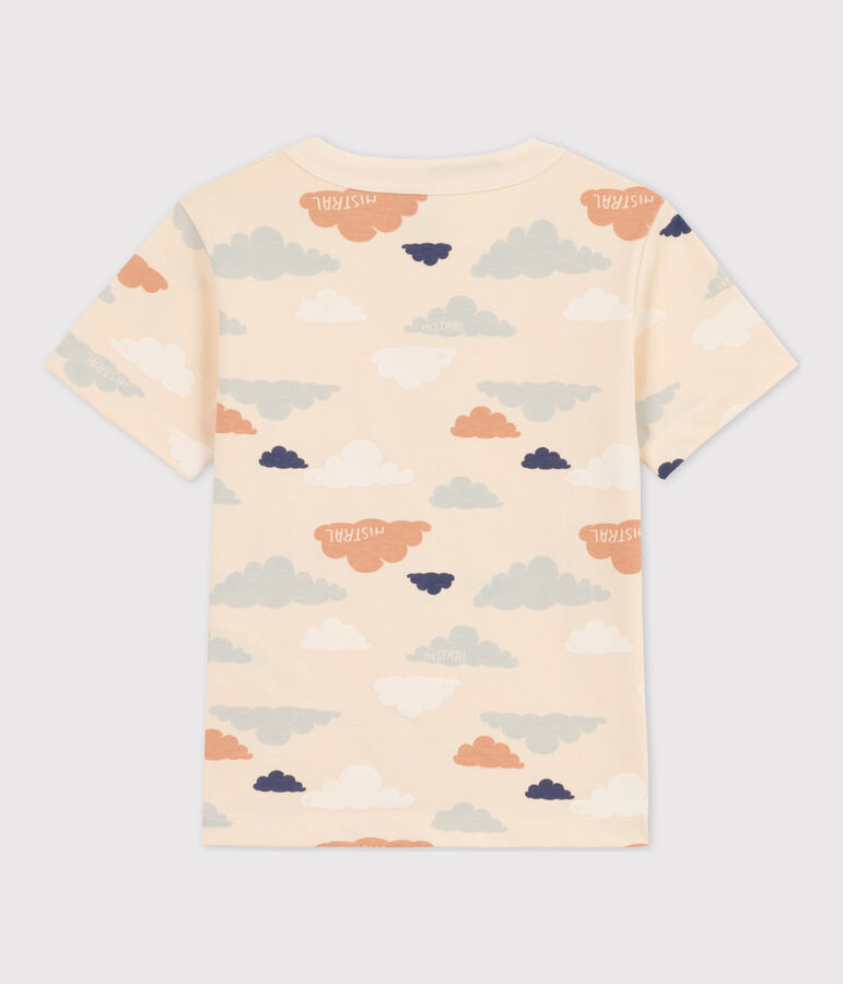 Boys' Short-Sleeved Patterned T-Shirt Ecru/multicolor