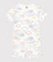 Children's Short Cotton Rainbow Print Pyjamas MARSHMALLOW white/MULTICO white