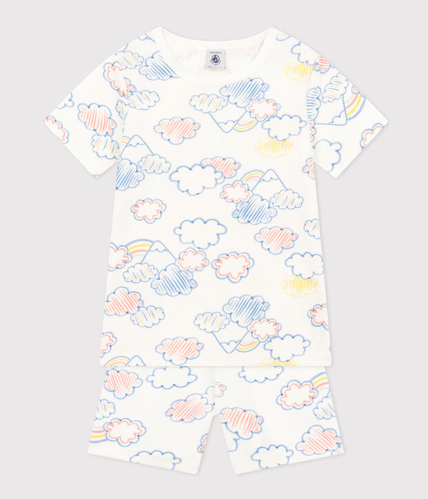 Children's Short Cotton Rainbow Print Pyjamas white/multicolor