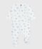 Babies' brushed fleece heart-print pyjamas with a collar MARSHMALLOW /ADRIATIC