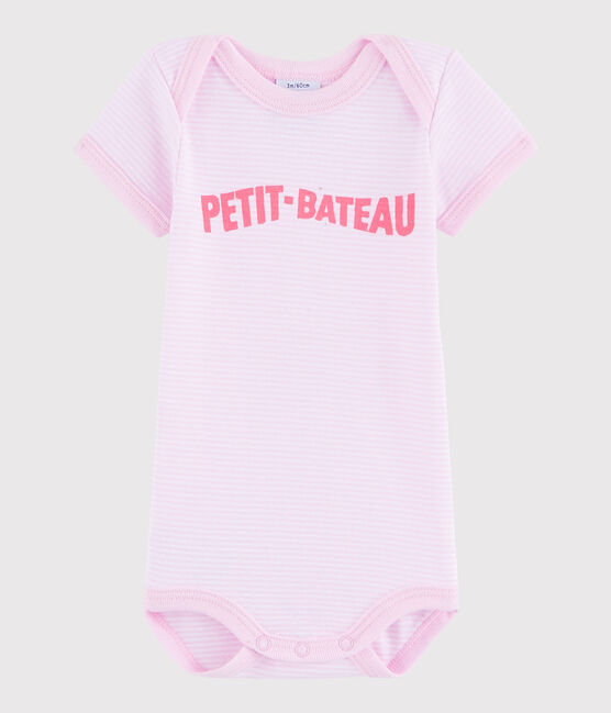 Baby Girls' Short-Sleeved Bodysuit DOLL pink/ECUME white