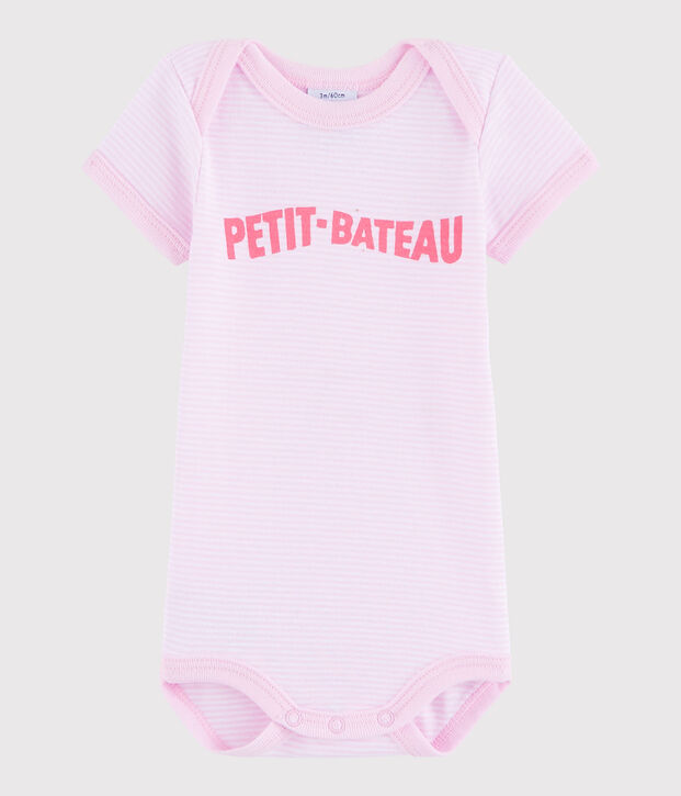 Baby Girls' Short-Sleeved Bodysuit pink/white