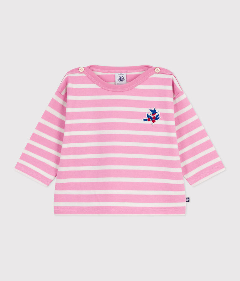 Babies' cotton Breton top BOUDOIR pink/MILK
