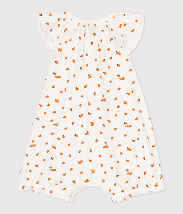 Babies' Orange Cotton Playsuit white/multicolor