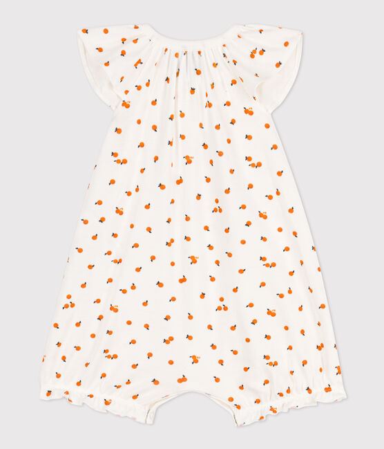 Babies' Orange Cotton Playsuit MARSHMALLOW white/MULTICO white