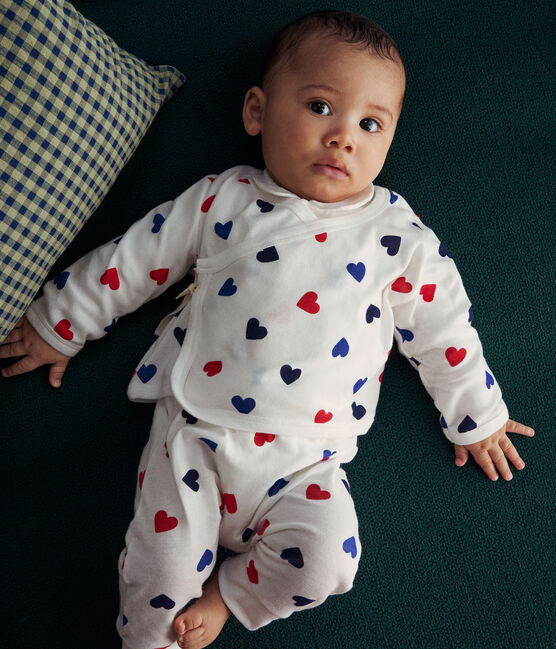 Babies' cotton three-piece outfit MARSHMALLOW white/MULTICO white