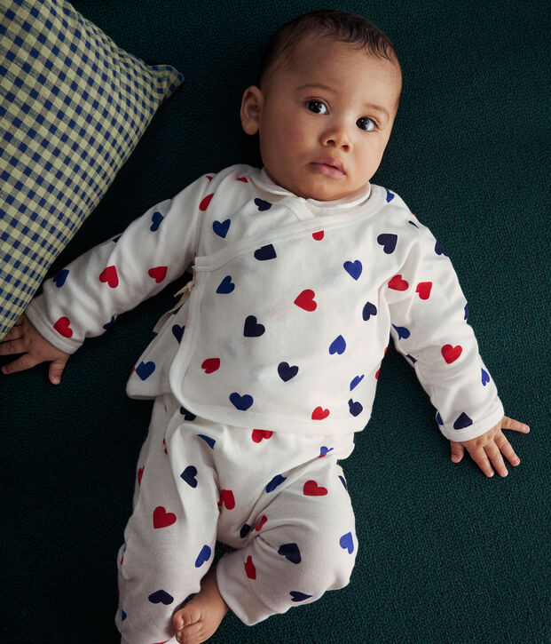 Babies' cotton three-piece outfit white/multicolor