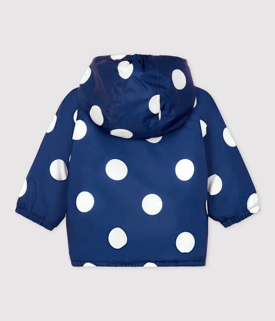 Babies' Warm Recycled Polyester Windcheater MEDIEVAL blue/MARSHMALLOW white