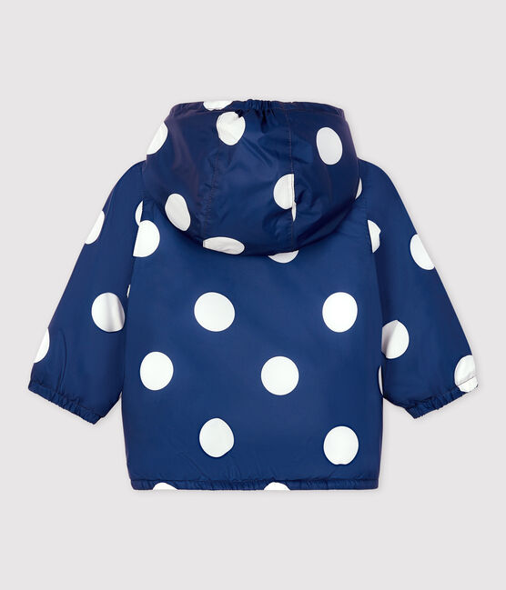 Babies' Warm Recycled Polyester Windcheater MEDIEVAL blue/MARSHMALLOW white
