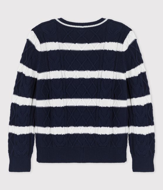 Boys' Cotton Cardigan SMOKING blue/MARSHMALLOW white