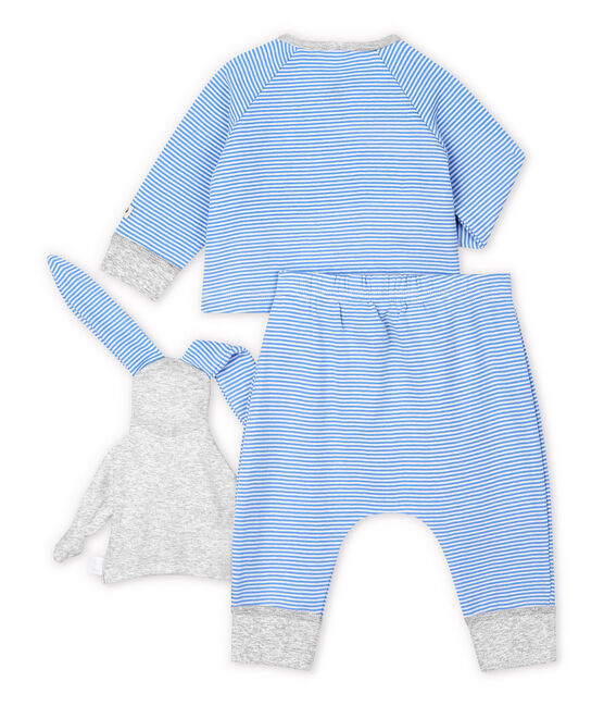 Babies' Blue Organic Cotton Clothing - 3-Pack EDNA blue/MARSHMALLOW white