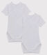 Babies' White Short-Sleeved Wrapover Organic Cotton Lace Knit Bodysuits - 2-Pack