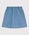 Children's short plain cotton skirt DENIM CLAIR blue