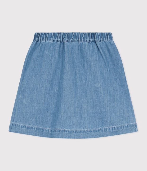 Children's short plain cotton skirt blue
