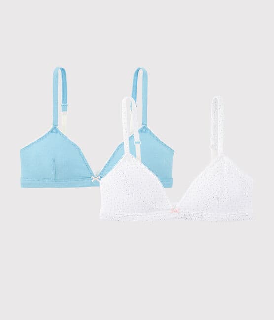 Girls' Silver Spotted Organic Cotton and Elastane Bras - 2-Pack variante 1