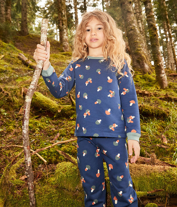 Children's Unisex Mushroom Patterned Fleece Pyjamas blue/multicolor
