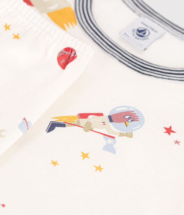 Children's space print cotton pyjamas white/multicolor