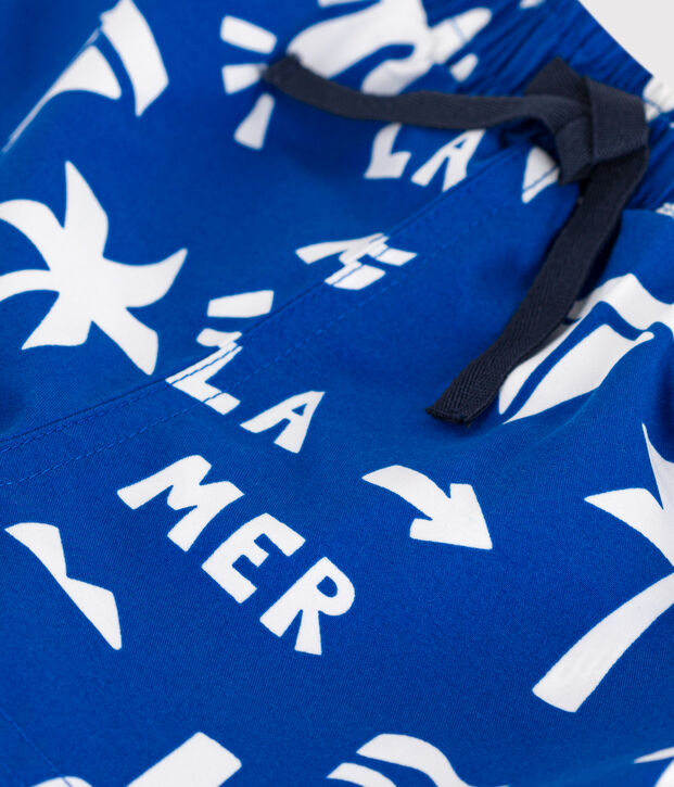 Babies' beach print swim shorts blue/white