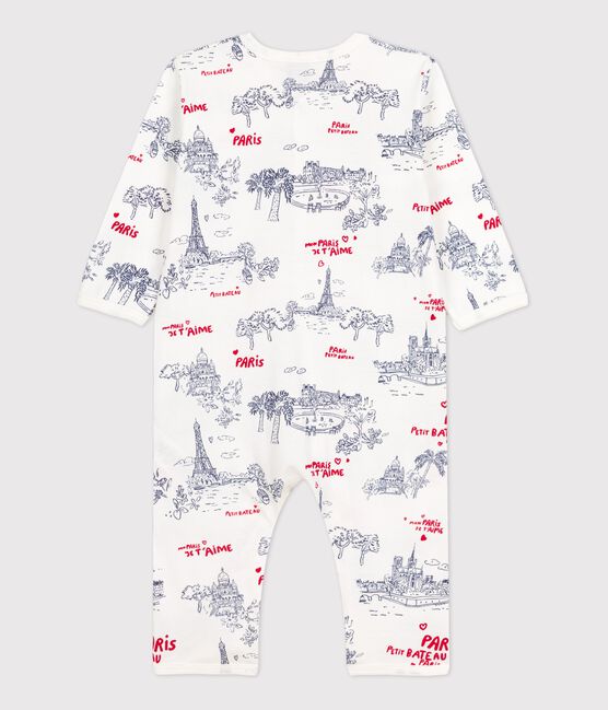 Babies' Paris Themed Footless Cotton Sleepsuit MARSHMALLOW white/MULTICO white