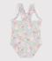 Babies' one-piece swimsuit with ruffles and a flower print. blue/multicolor