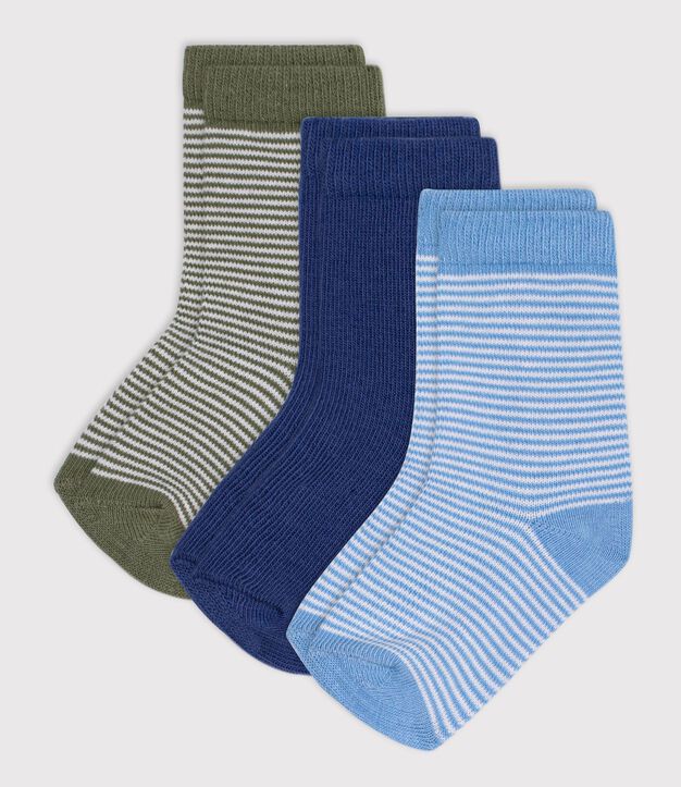 Babies' pinstripe cotton socks - 3-Pack multicolor