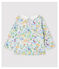 Baby Girls' Long-Sleeved Jersey Blouse with Collar POUSSIERE grey/MULTICO white