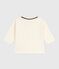Babies' long-sleeved plain cotton polo shirt MILK Ecru