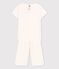 Girls' Heart Pattern Cotton Pyjamas MARSHMALLOW white/PAPAYE